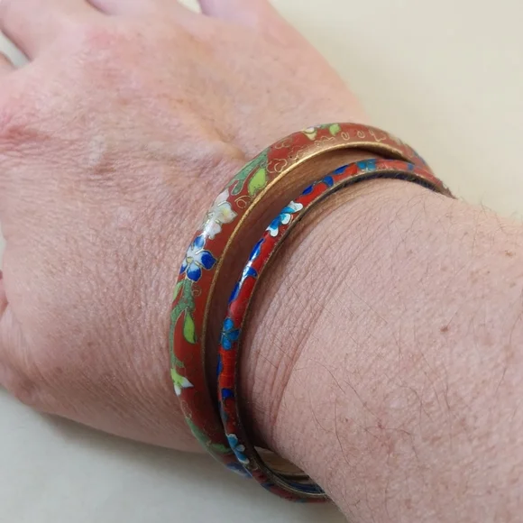 Colorful Cloisonné Bangle Set - Picture 10 of 16